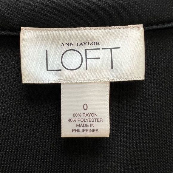 Loft Women's Black Flutter Cap Sleeve Side Zip V-Neck Midi Dress Size 0‎ - Picture 8 of 15